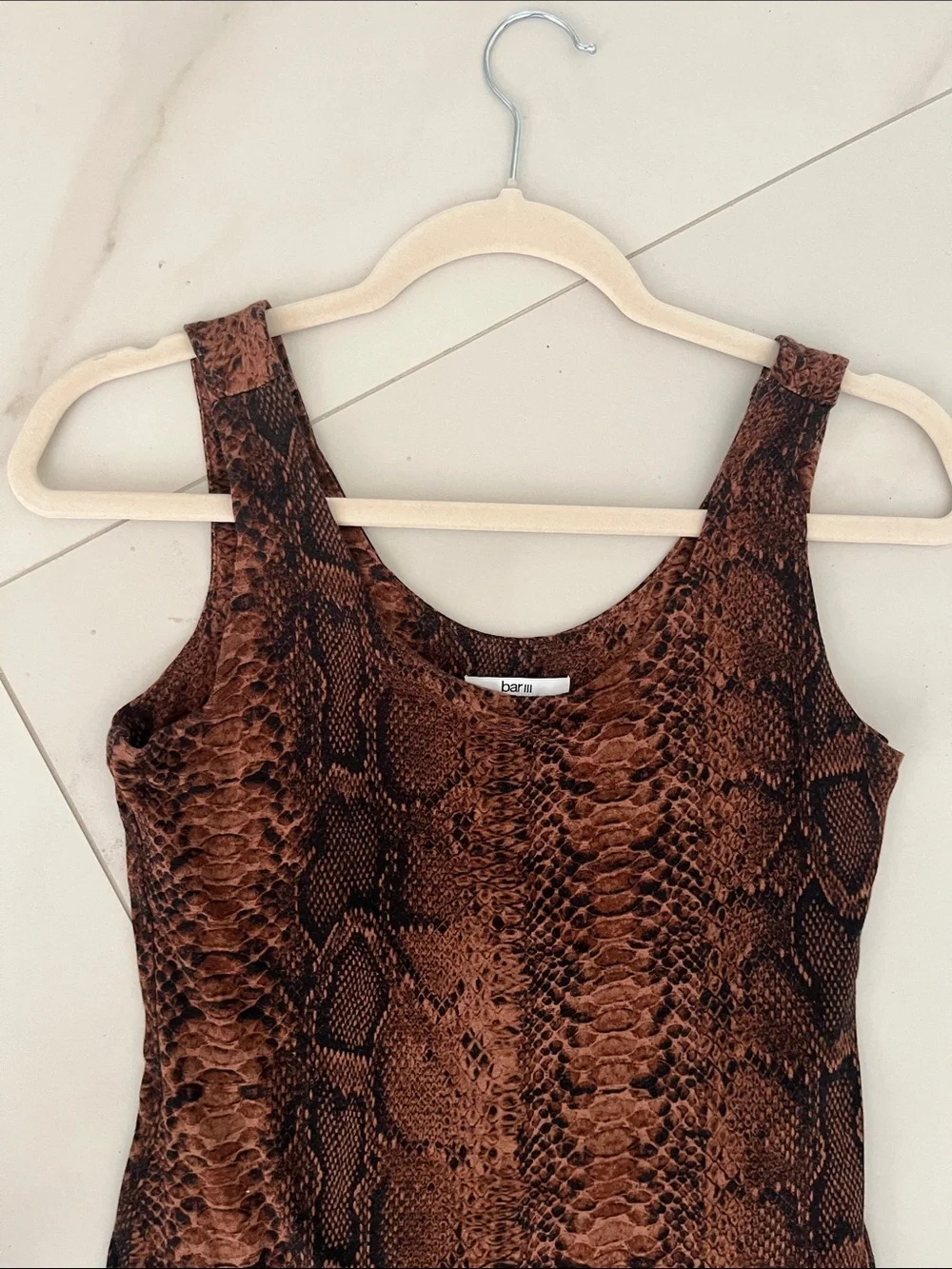 Bar III Brown & Black Snake-Print Midi Chemise